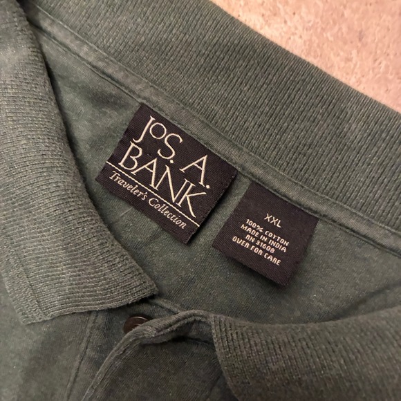 Jos A Bank Traveler's Collection Long Sleeve Polo Shirt Green Cotton Men's XXL - Picture 3 of 6